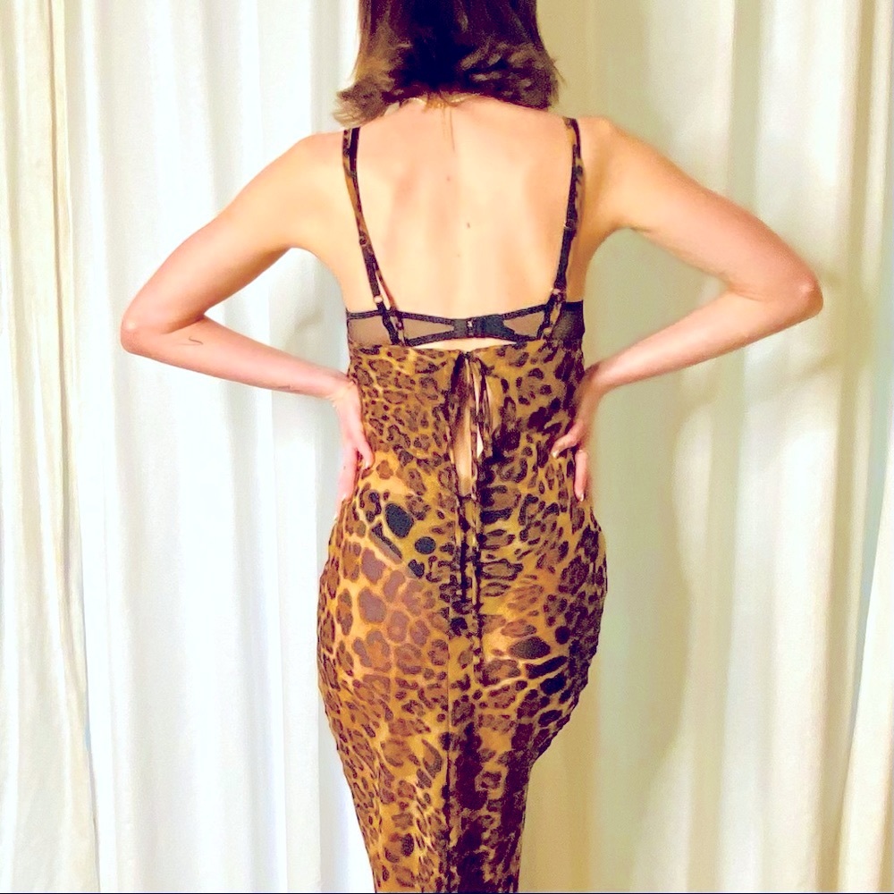 Sheer Leopard Print Maxi Dress NWT! - Picture 6 of 11